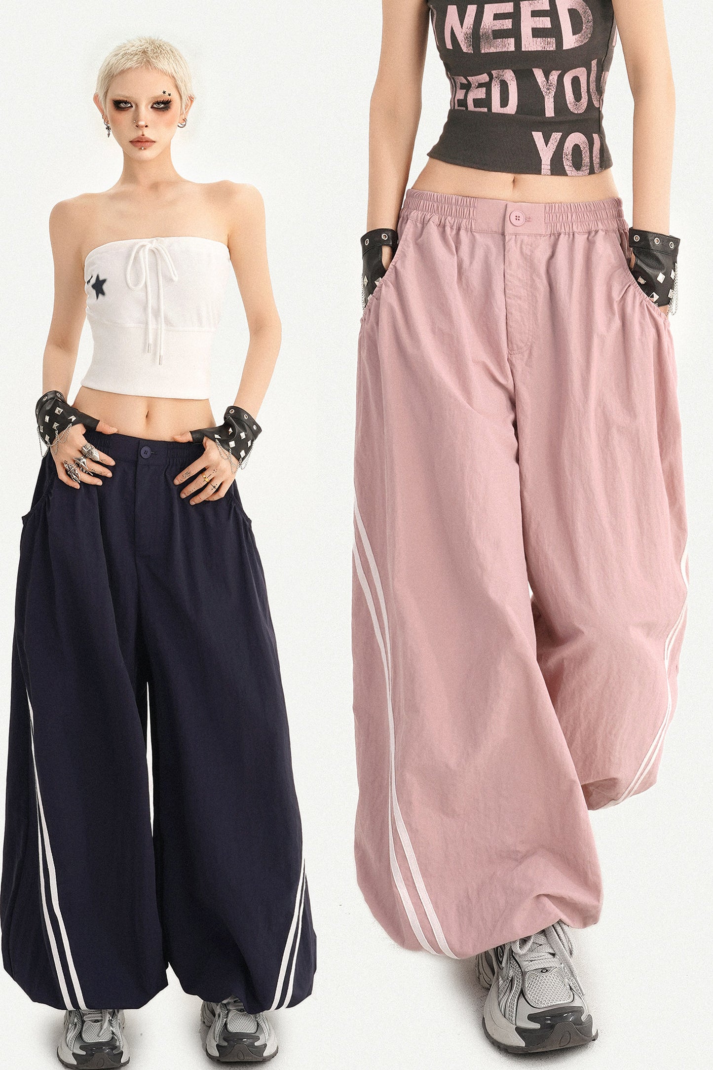 Navy Blue Wide-Leg Pants