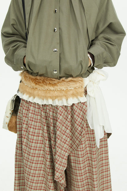 Fur Collar Ribbon Scarf