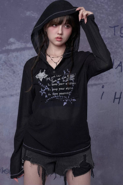Dark Street Graffiti Mesh Hoodie