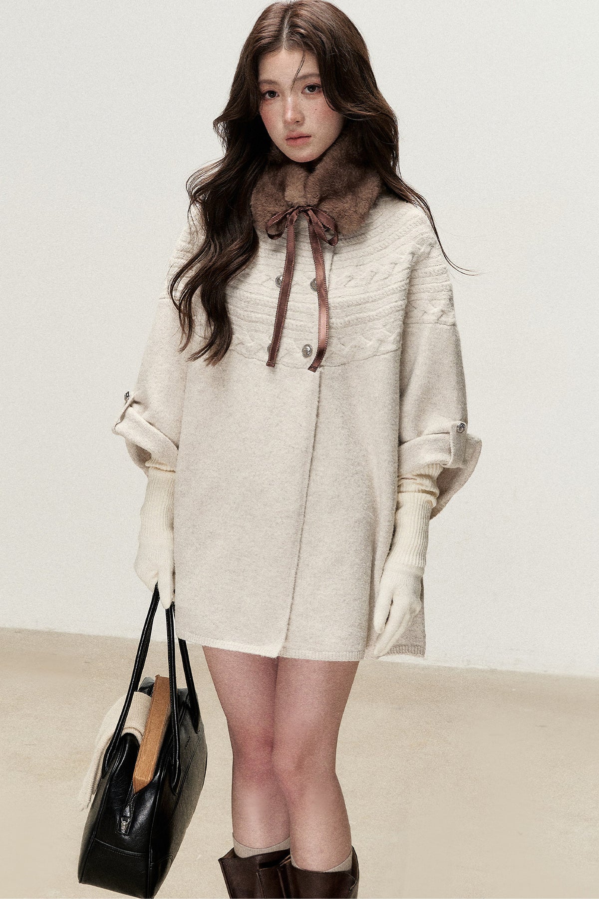 Retro Girl Bow Eco-Friendly Fur Collar