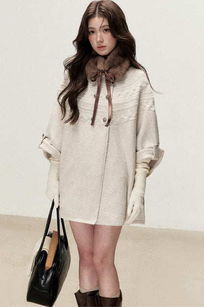 Retro Girl Bow Eco-Friendly Fur Collar