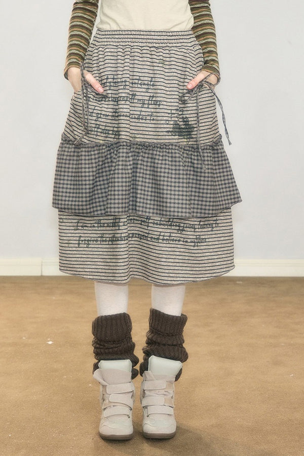 Plaid Letter Print Skirt
