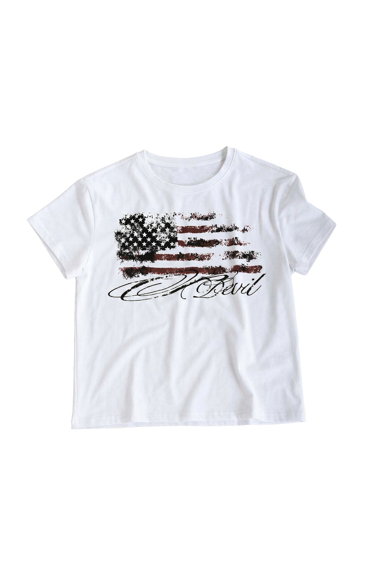 Kurzarm-T-Shirt mit Sternflagge im Used-Look