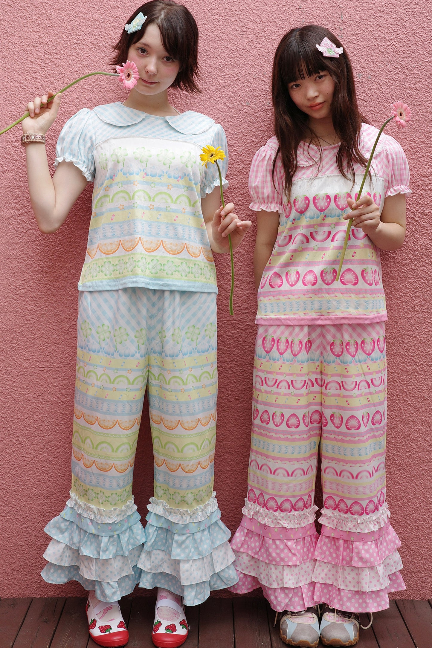 Fruit Plaid Patchwork Cake Pants