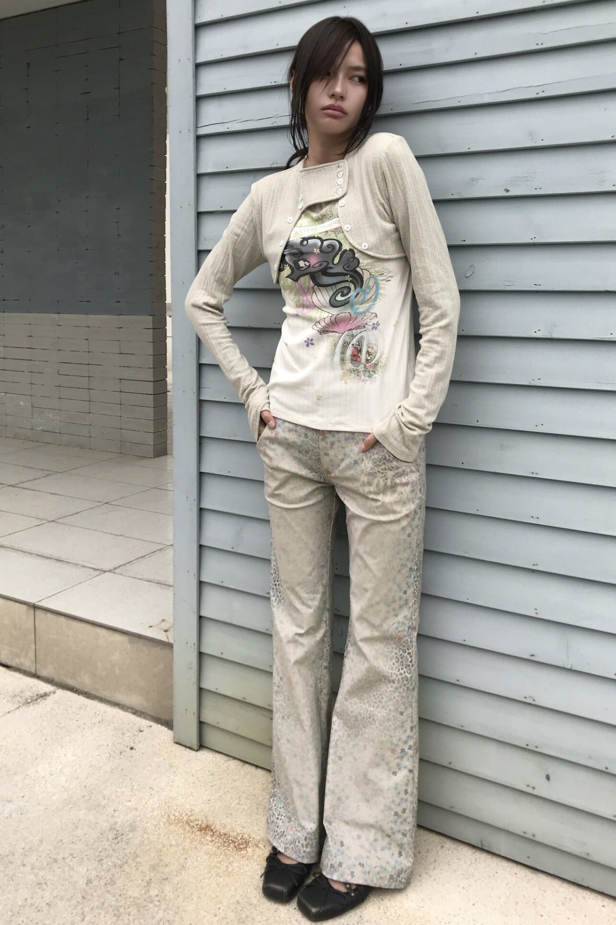 Leopard Floral Print Flared Pants