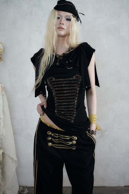 Rhinestone Corset Short-Sleeve Knit Dress