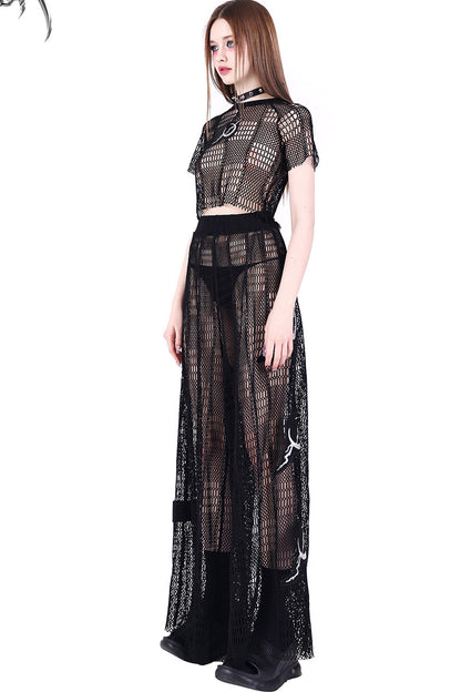 Geometric Mesh Rock Crop T-Shirt