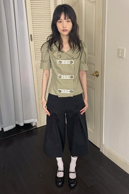 Bow Tie Wide-Leg Pants