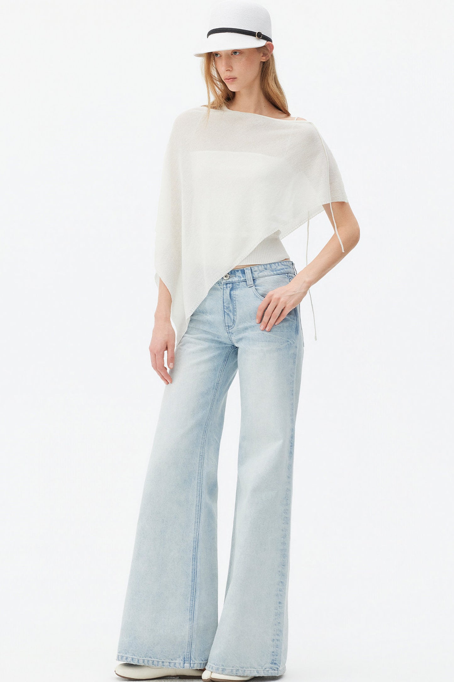 Irregular Linen Asymmetrical Cape Set-Up