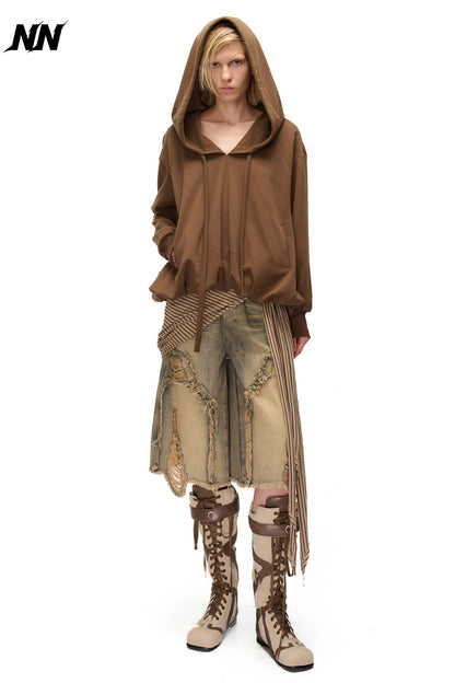 Bubble Cloud Floral-Shaped Loose-Fitting Pockets Hoodie