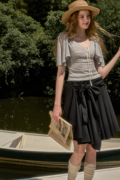 Cape-Style Short-Sleeve Top and Dress Set-Up