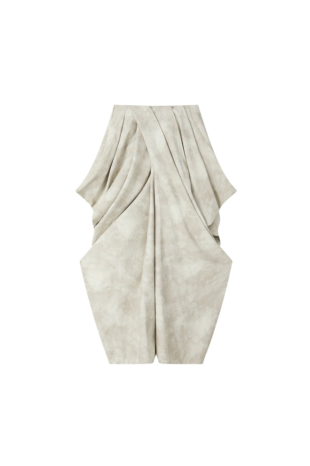 Beige Asymmetrical Stacked Long Pants