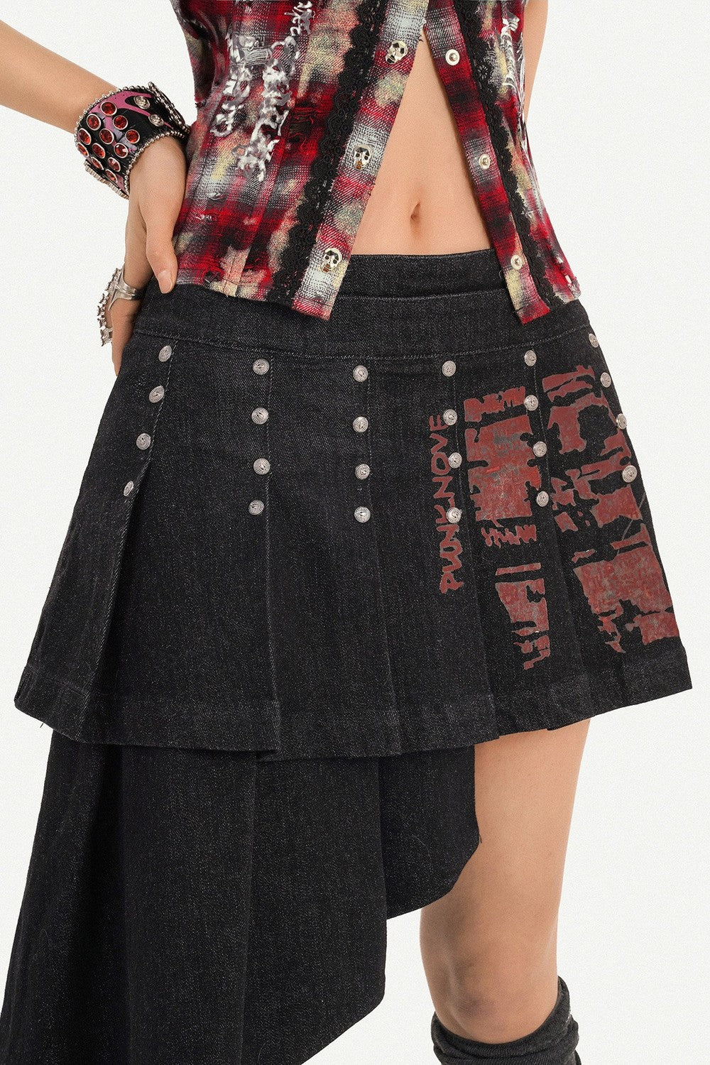 Studded Halter Plaid Camisole