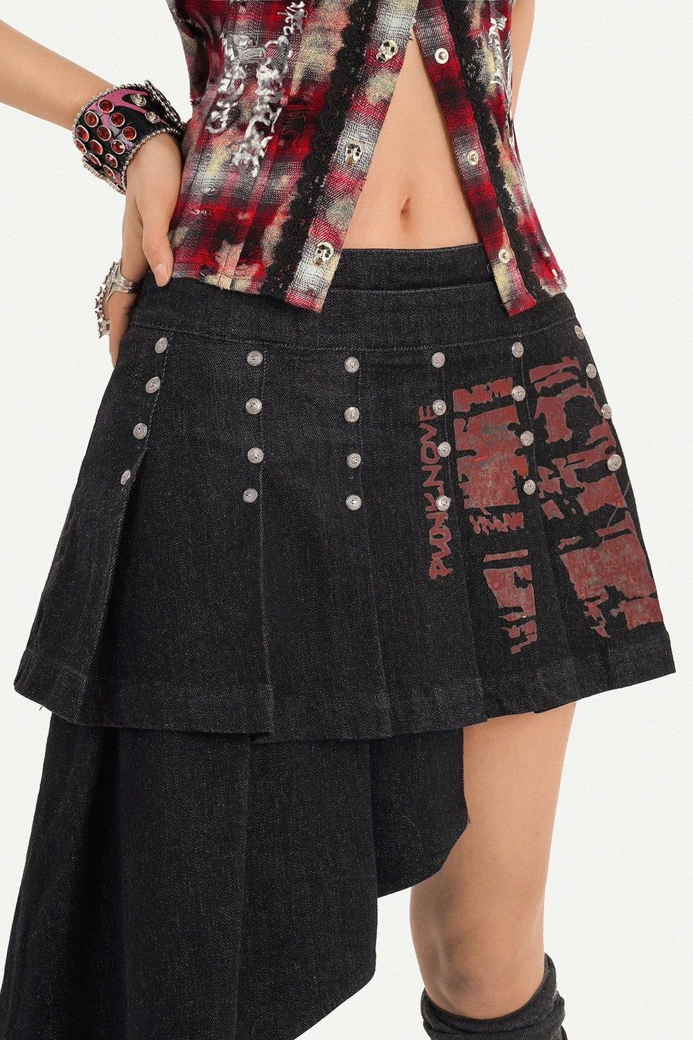 Irregular Punk Rivet Skirt