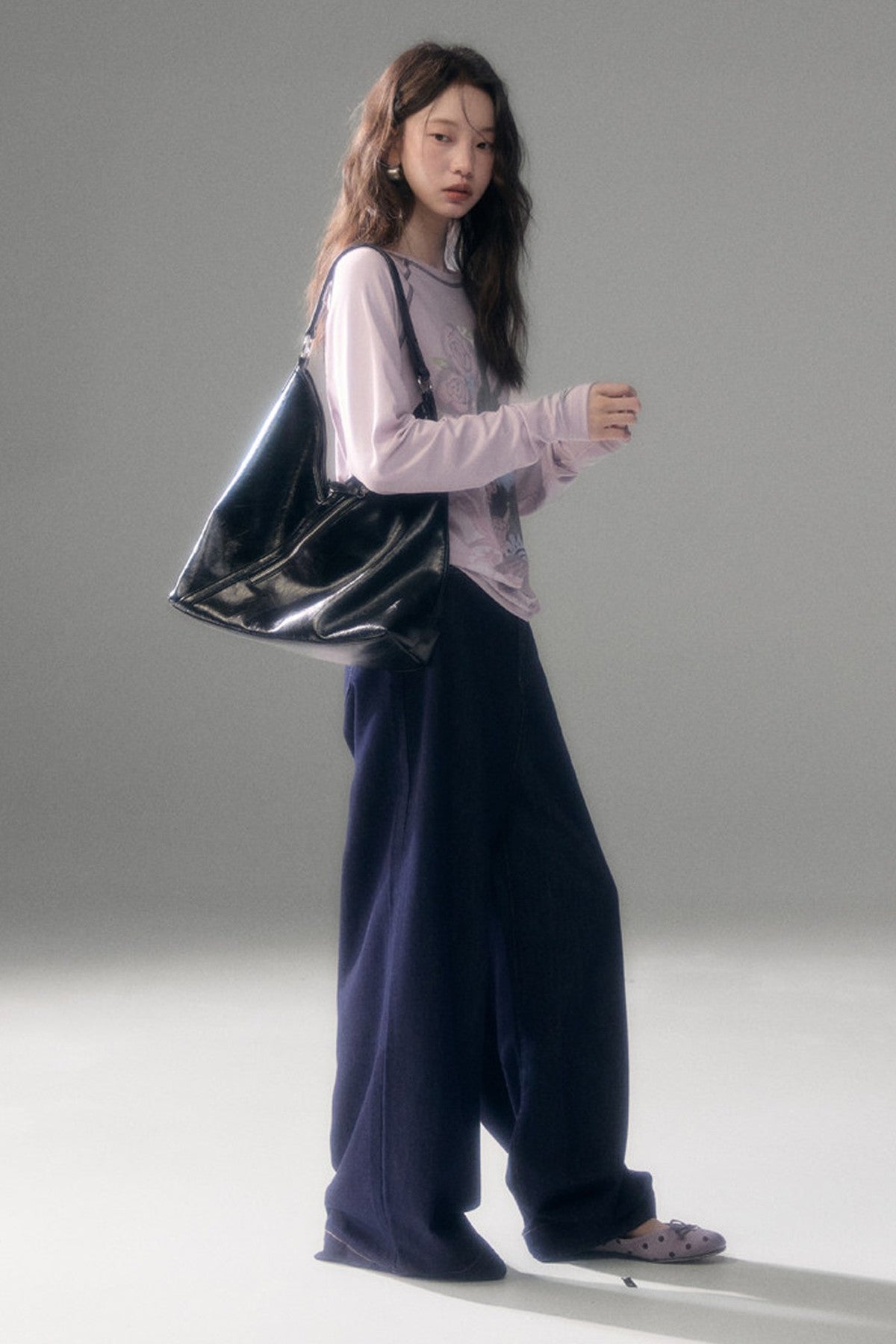 Bunny Print Tencel Long-Sleeved T-Shirt and Pants Set-Up