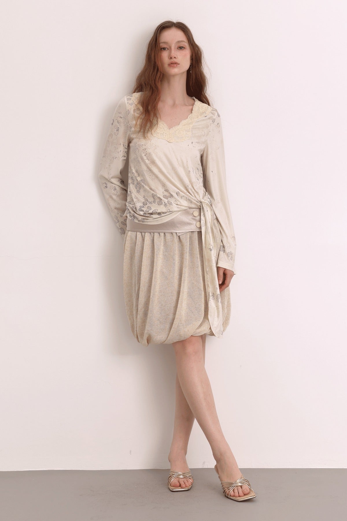 Oatmeal Oil Painting Texture Irregular Skirt