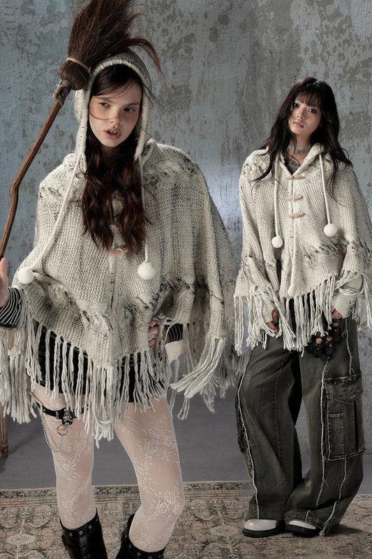 Knitted Hooded Cape