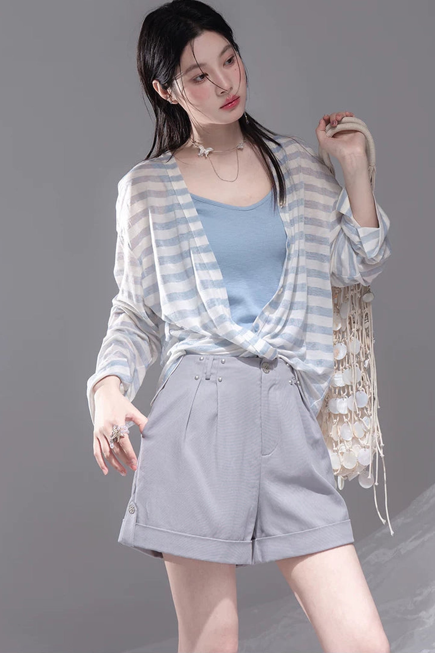 Fog Gray Wide-Leg Shorts