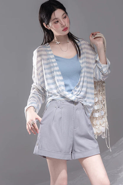Fog Gray Wide-Leg Shorts