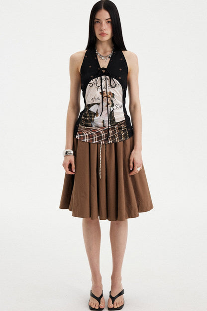Low Waist Solid A-Line Skirt