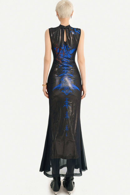 Blue Cyberpunk New Chinese Style Dress