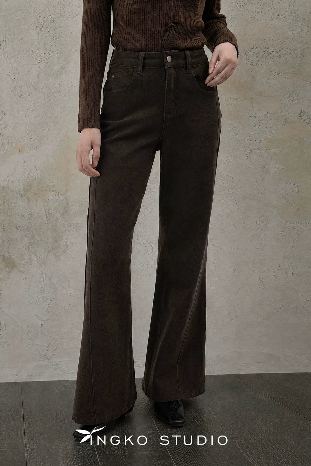 Coffee Micro-Flared Pants