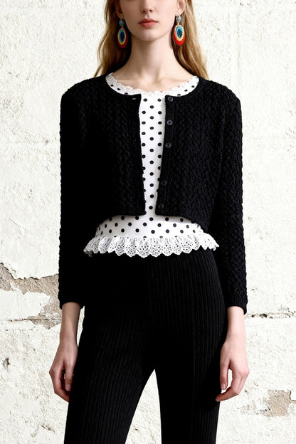 Knit Cardigan and Flared Pants Set