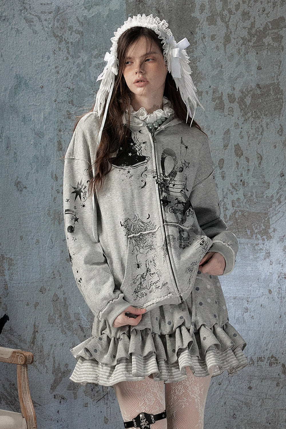 Witch Detachable Hood Zip-Up Hoodie