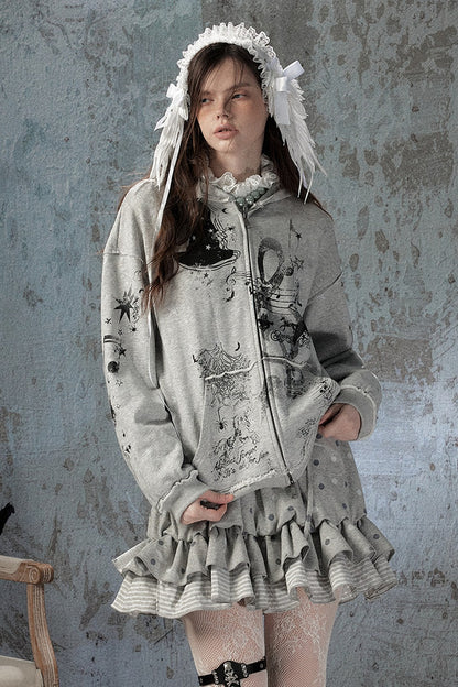 Witch Detachable Hood Zip-Up Hoodie