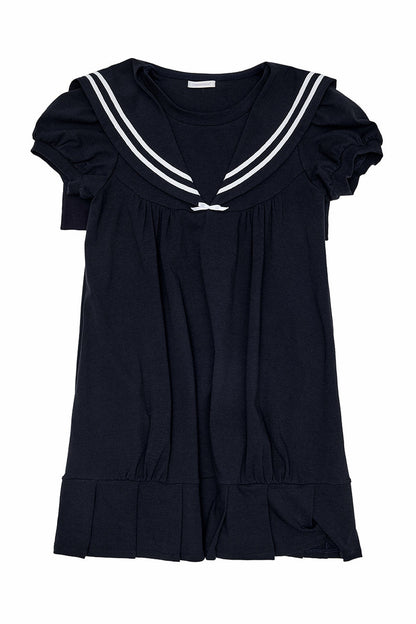 Oversized Sailor Collar Puff Sleeve Dress