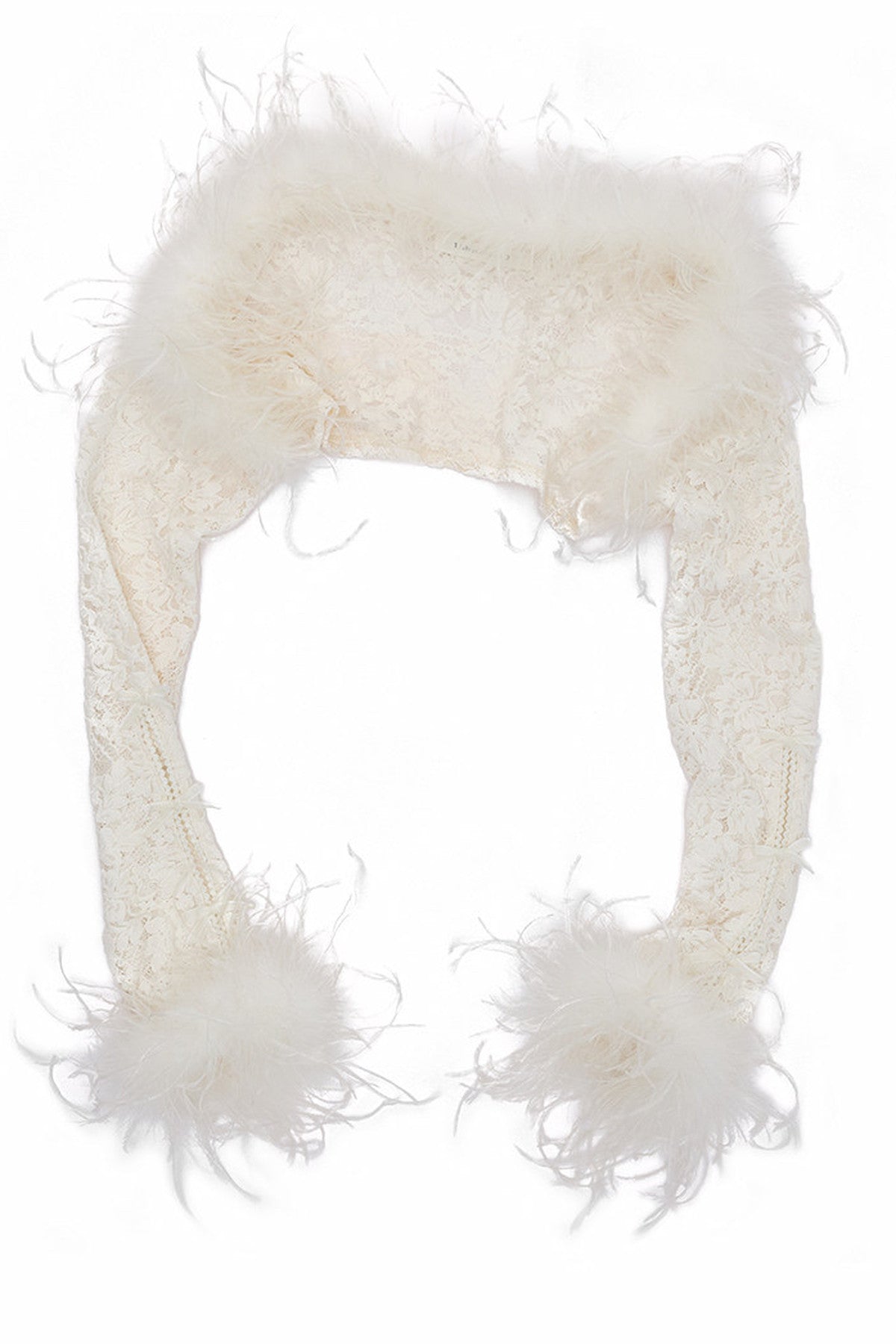 Ostrich Feather Flocking Lace Long-Sleeved Vest