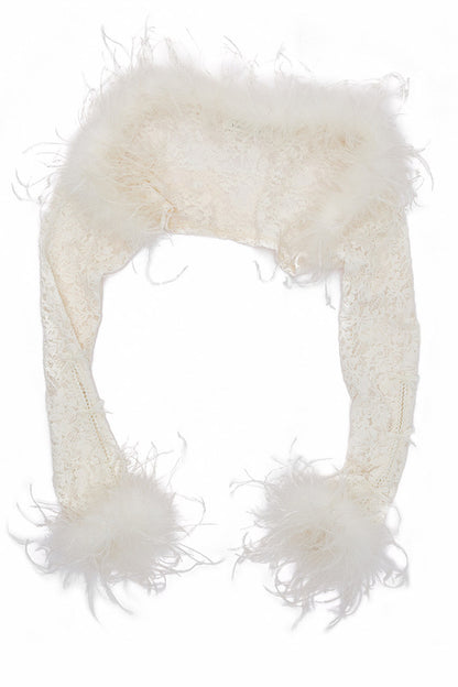 Ostrich Feather Flocking Lace Long-Sleeved Vest