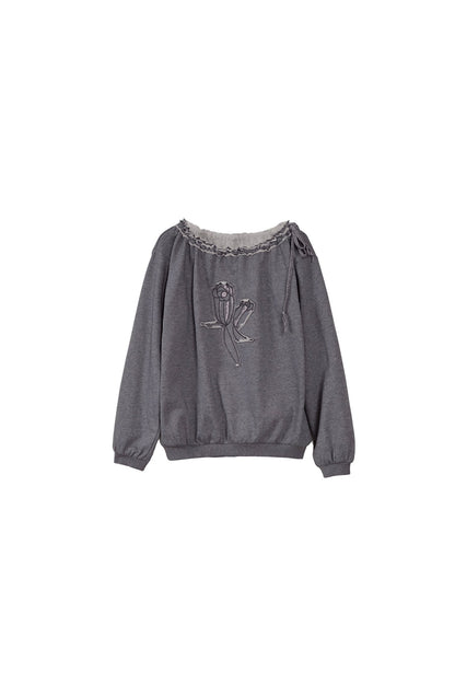 Bird And Tulip Raw Edge Patchwork Sweatshirt And Shorts Set