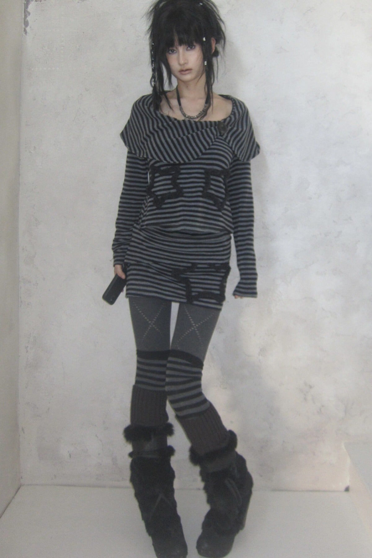 Adjustable Star Striped Knit Skirt