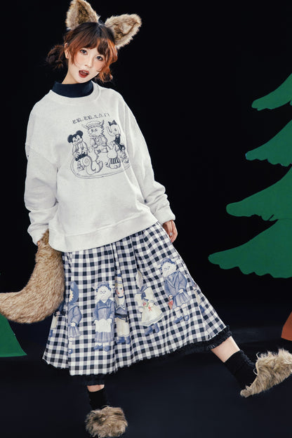 Old Wolf Asymmetrical Gray Speckled Sweatshirt