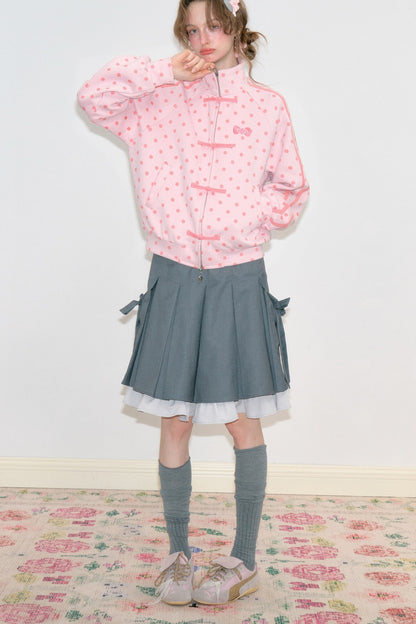 Giacca rosa a pois con zip
