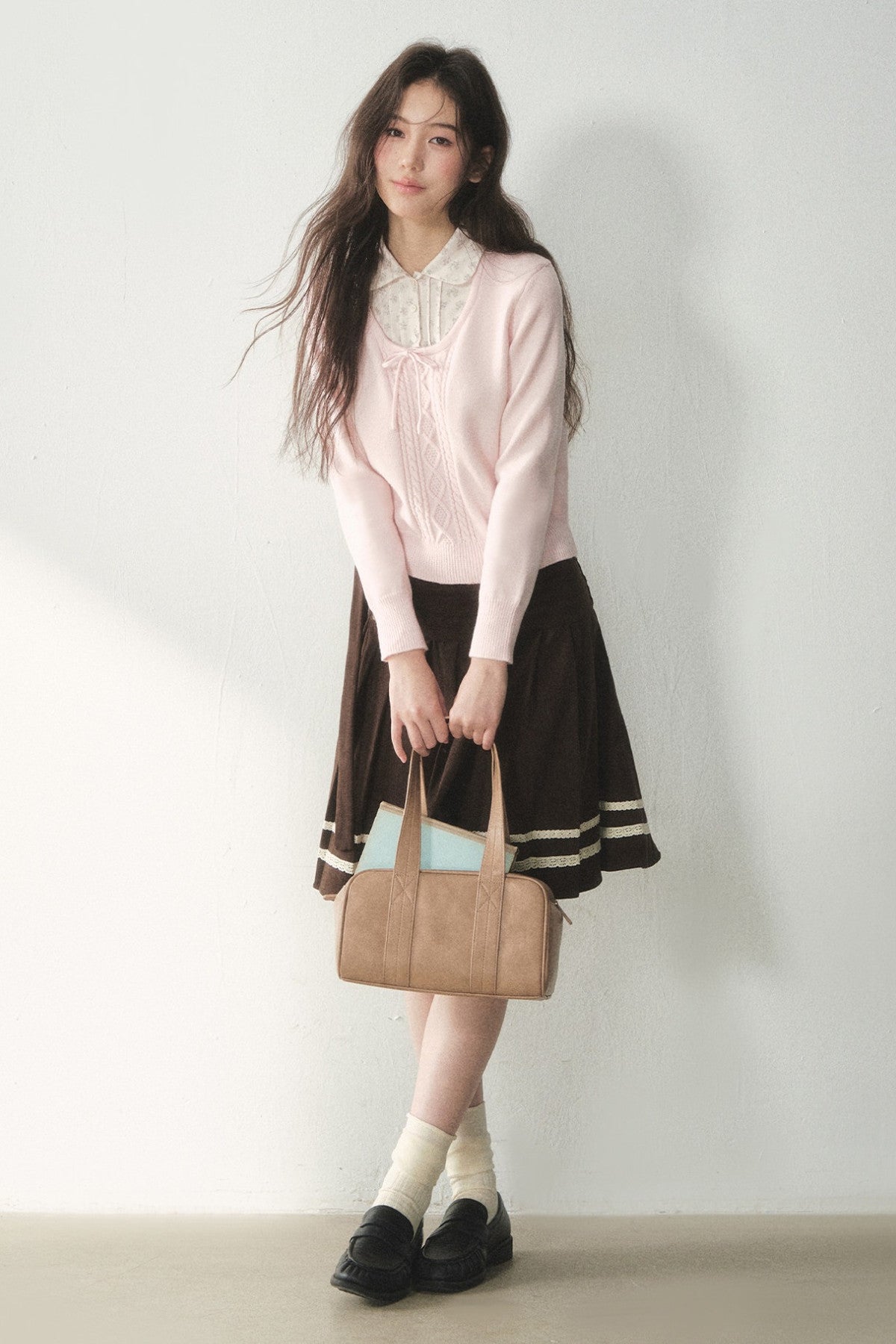 Floral Collar Tie Sweater