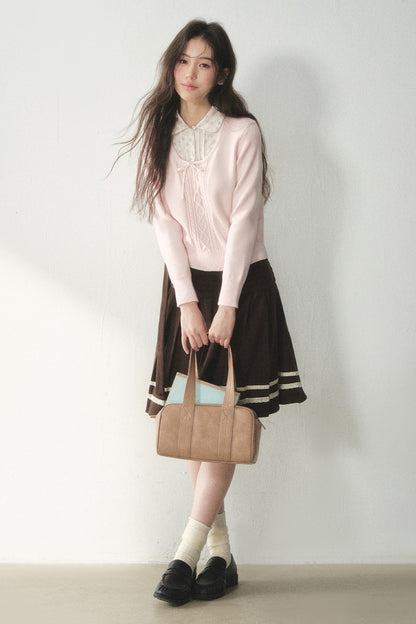 Floral Collar Tie Sweater