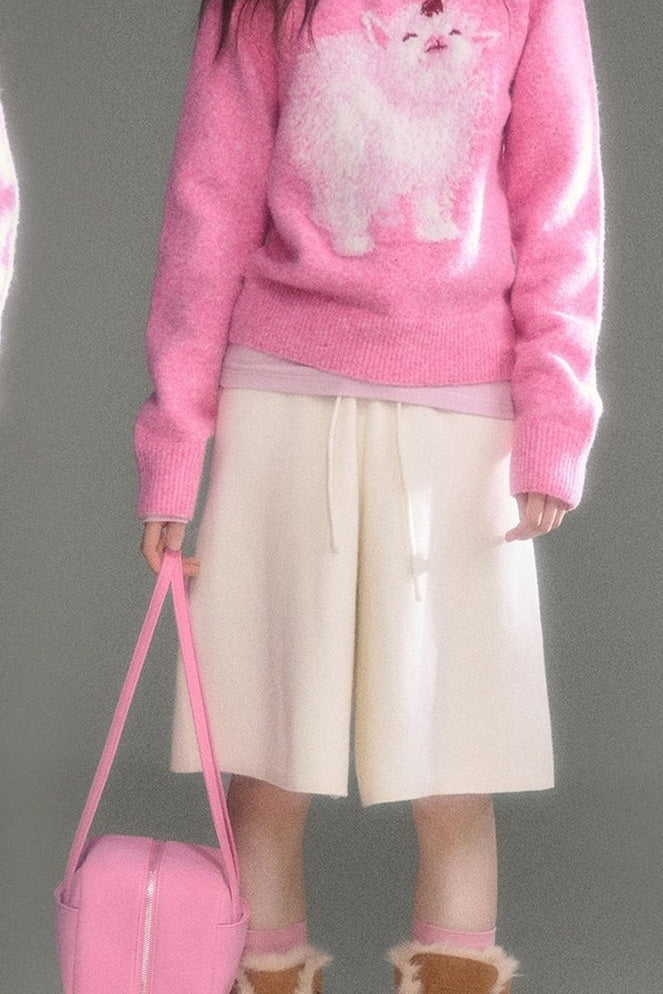 Cherry Lamb Jacquard Wool Blend Sweater