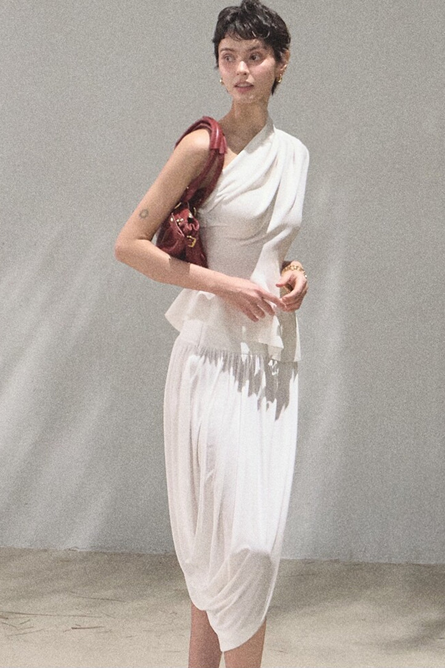 Irregular High-Waisted Slit Skirt