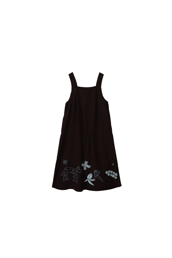 Butterfly Dog Patch Embroidered Suspender Dress
