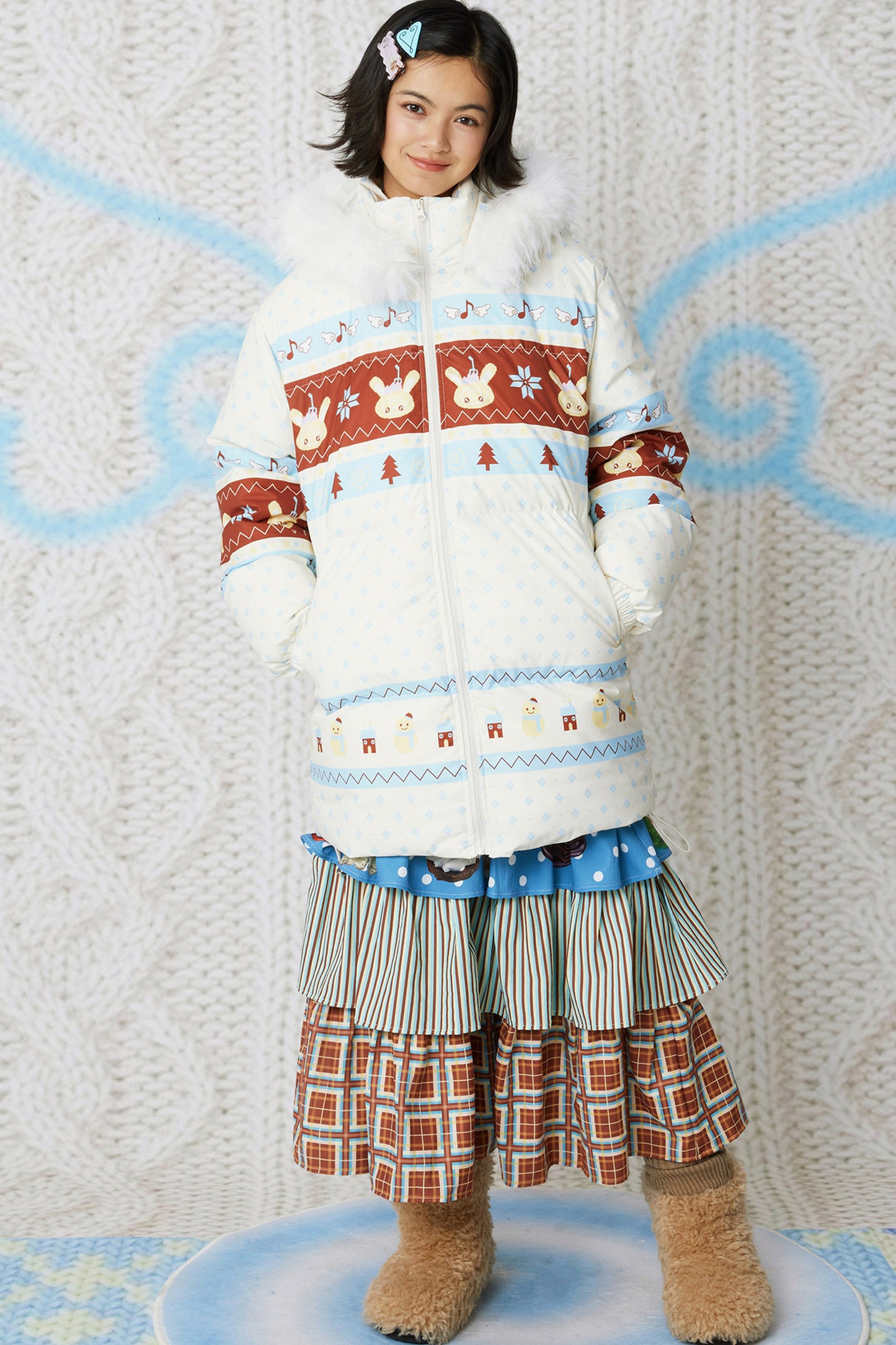 Fair Isle Hooded Down Jacket