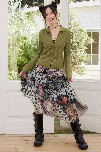 Vintage Floral Patchwork Irregular Skirt