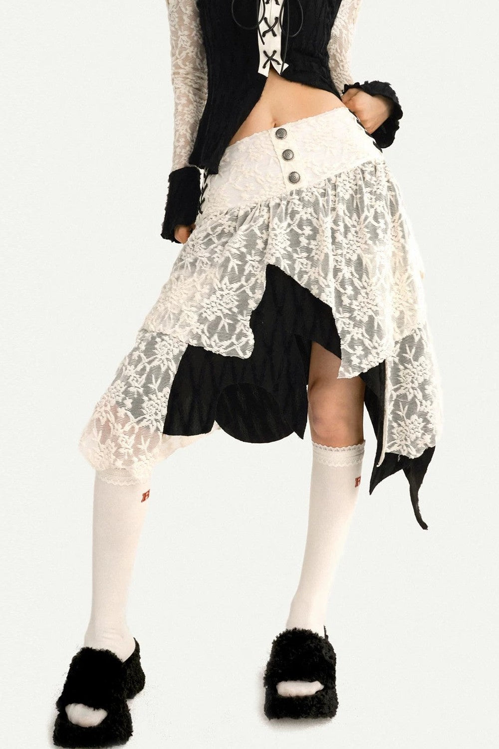 Retro Lace Patchwork Blouse Set-Up