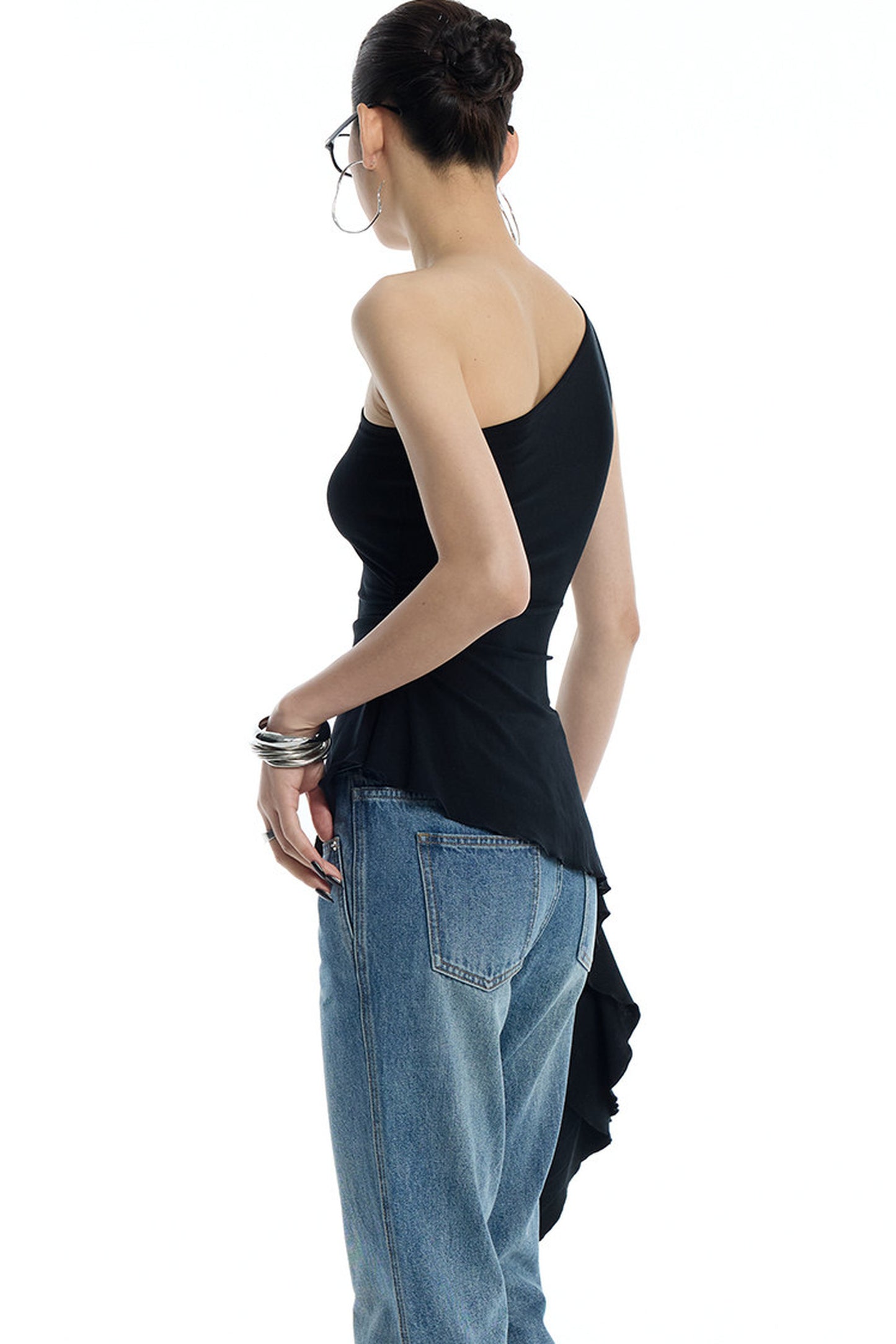 One-Shoulder Ruffled Camisole Top