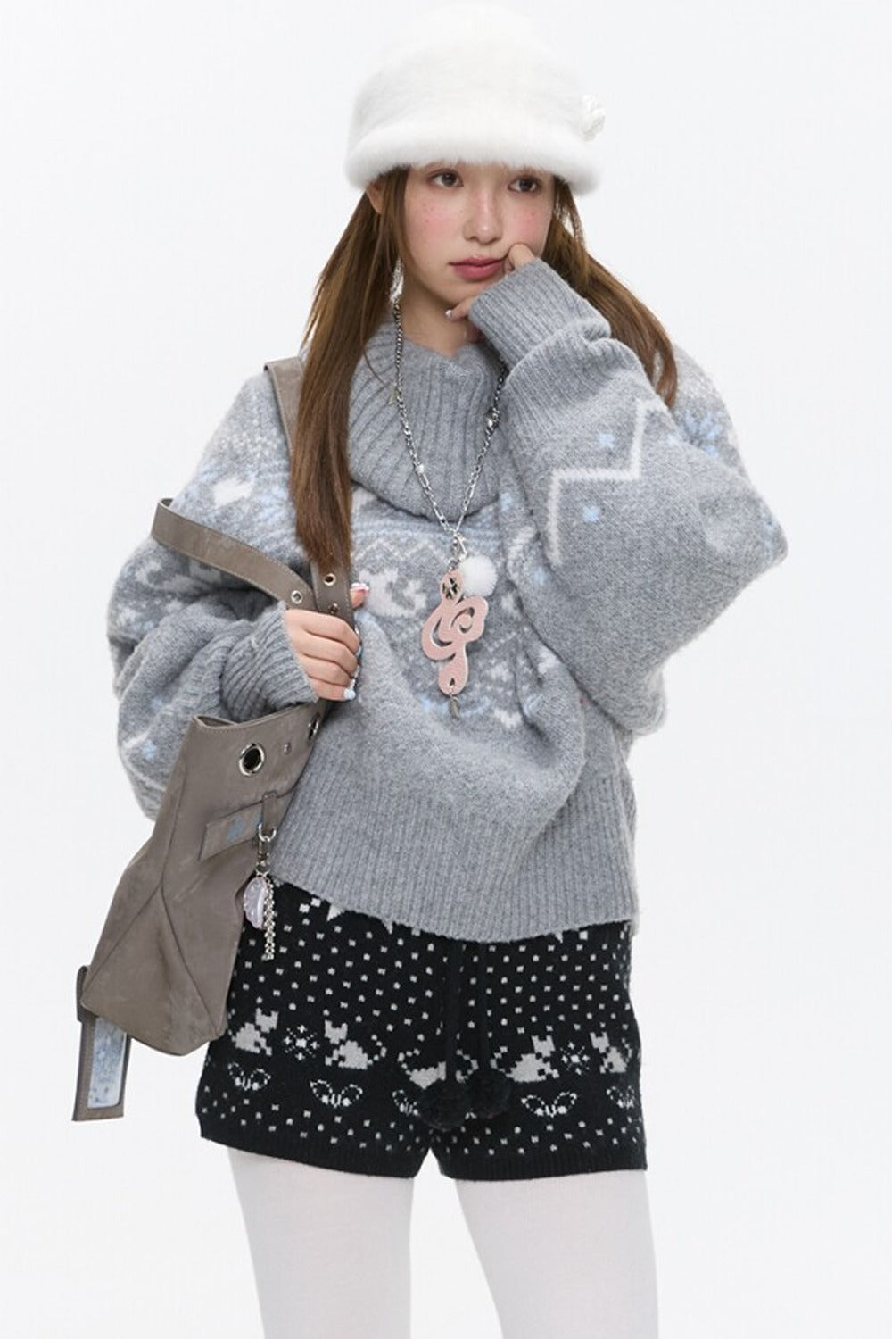 Fair Isle Large Collar Sweater