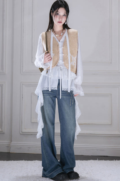 Milk Brown Wool Jacquard Vest