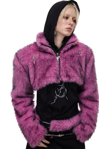 Y2K Gradient Short Fur Jacket