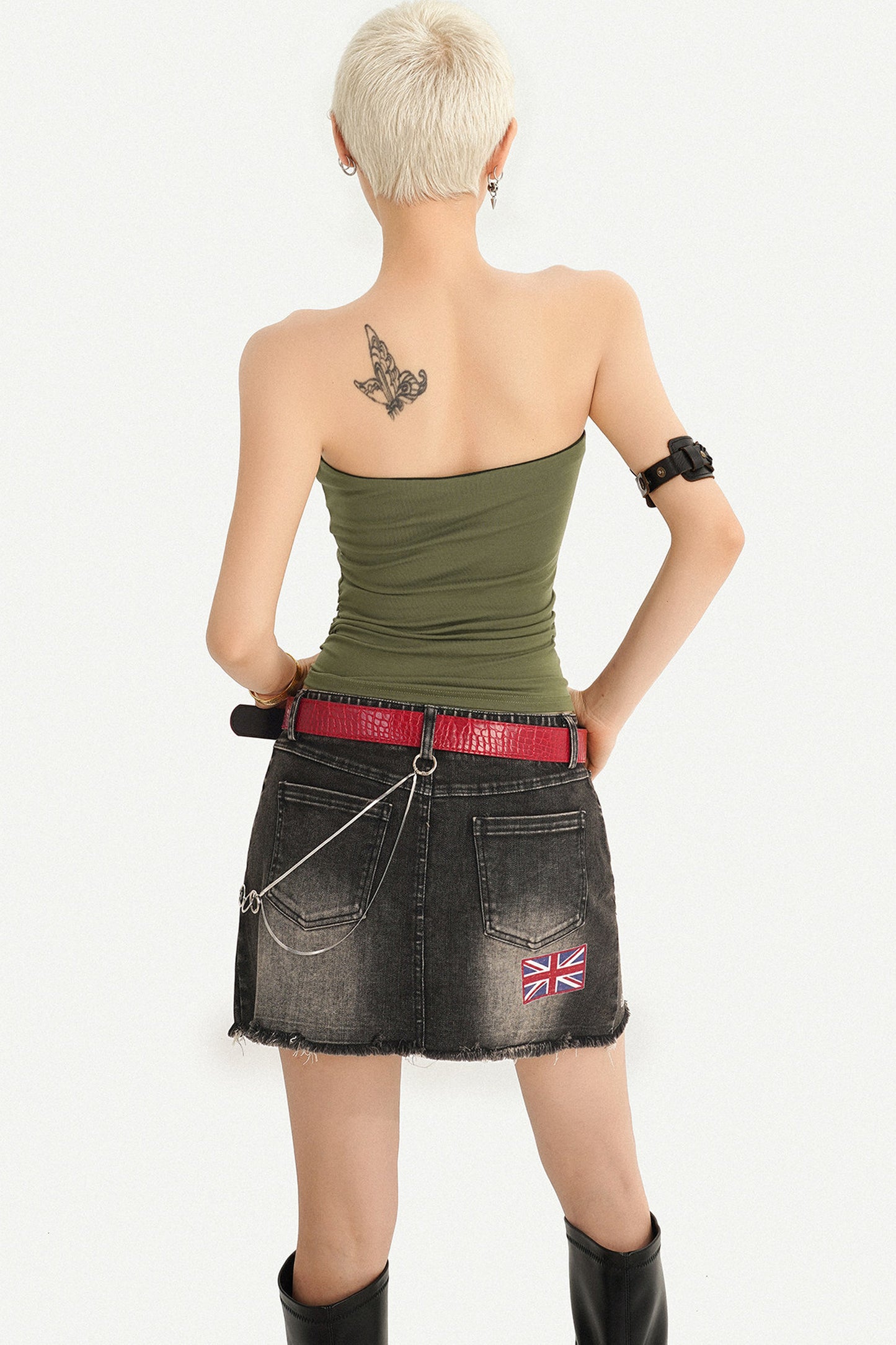 Rhinestone Floral Strapless Top