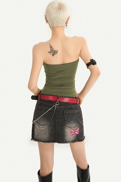 Rhinestone Floral Strapless Top